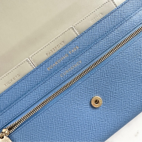 SMYTHSON Marshall Travel Wallet in Panama Blue - Picture 7 of 14